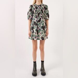 Baum und Pferdgarten Amalda Puff Sleeve Smocked Cotton Floral Dress  34 / Small